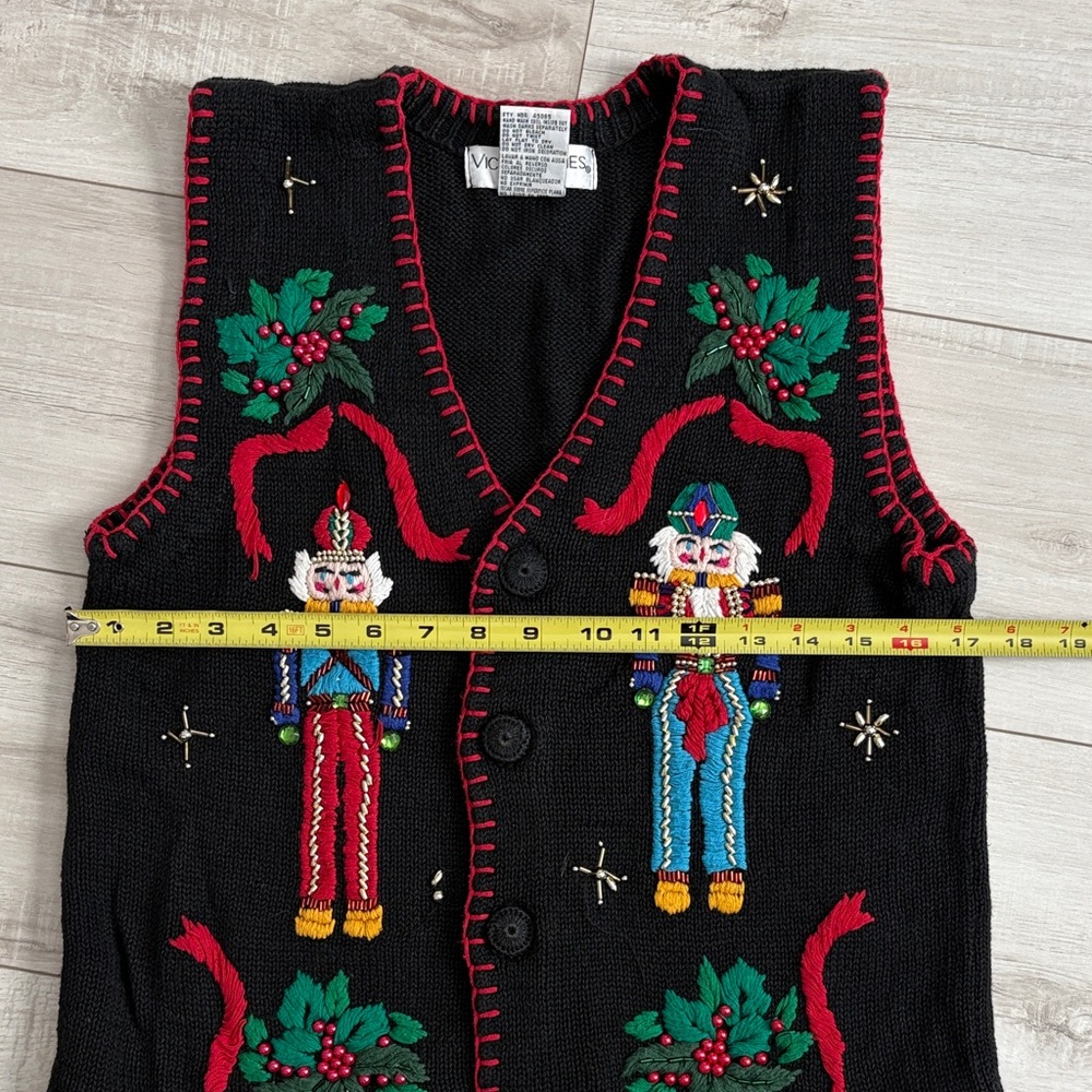 Victoria Jones Black Nutcracker Holiday Vest with Red Trim - Picture 7 of 9